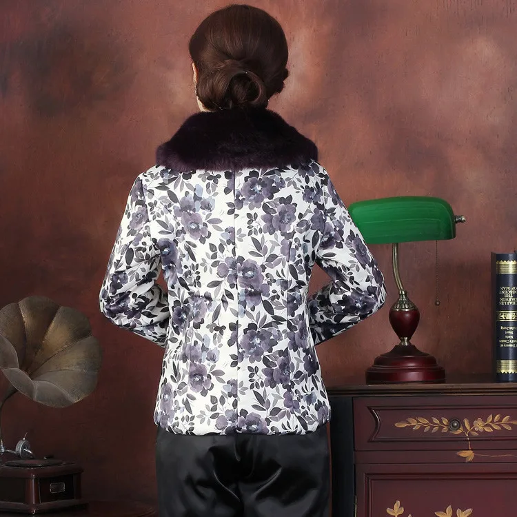 Новая Китайская традиционная Женская зимняя стеганая куртка с вышитым цветком из искусственной норки пальто L XL XXL 3XL 4XL TF 011