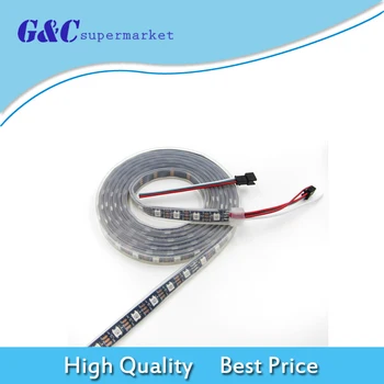 

New 5M 300LEDS WS2812B RGB 5050 SMD RGB 5V Waterproof Black PCB Flexible LED Strip Light for TV Background Party Stripe Lamp