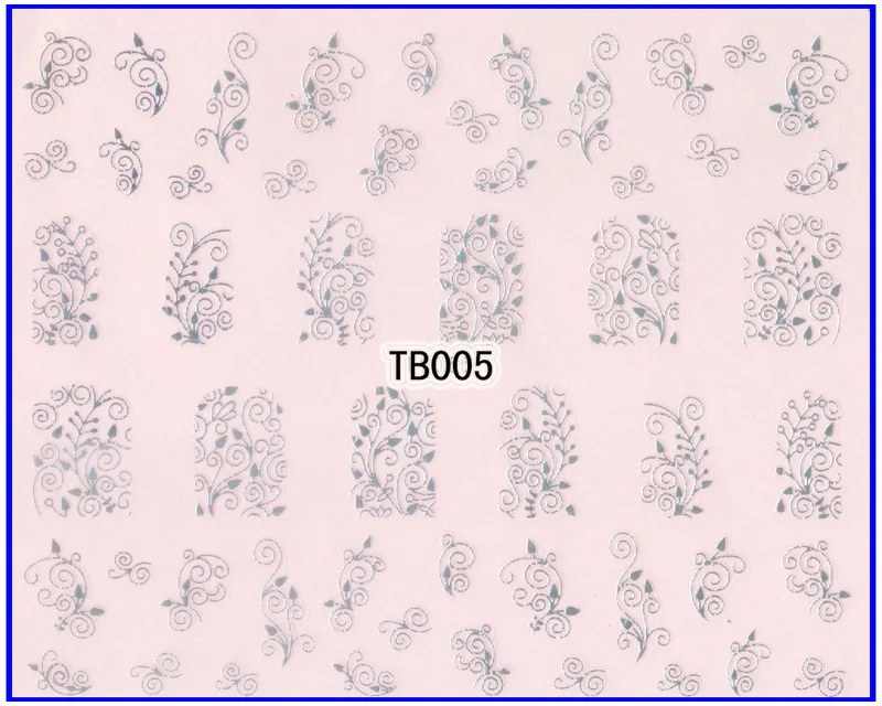 1х самоклеющиеся золотые и Серебристые 3D наклейки для дизайна ногтей, металлические наклейки, слайдер, тату, цветок, Камелия, Бабочка, азалия, TB04-06 - Цвет: TB005 SILVER