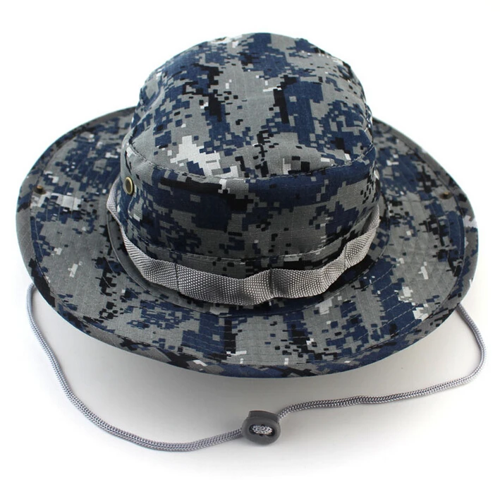 blue digital camo bucket hat