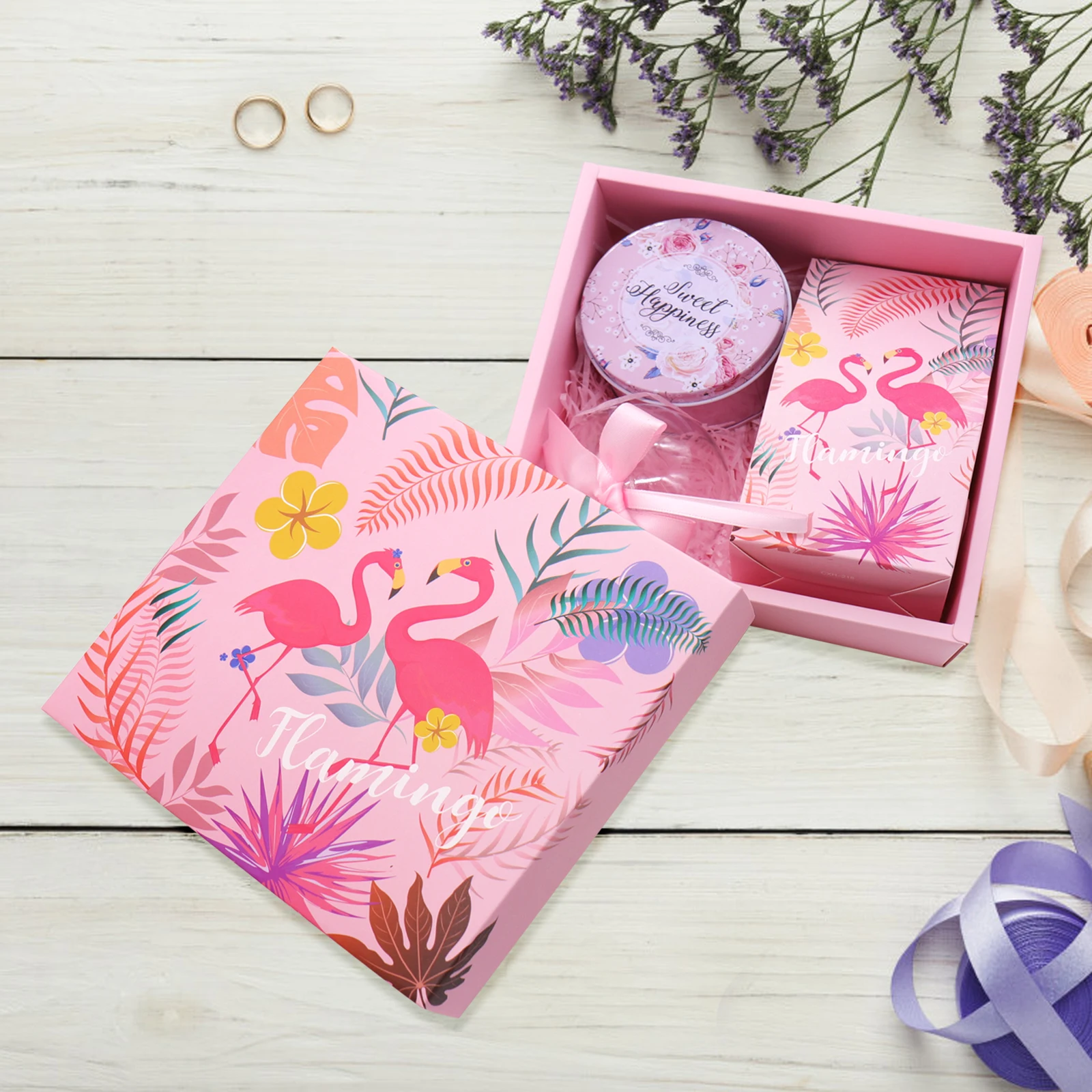 

Flamingo Theme Party Candy Box Romantic Wedding Gifts Flamingo Paper Hand Bag for Celebration Gift Boxes Party Favors Supplies