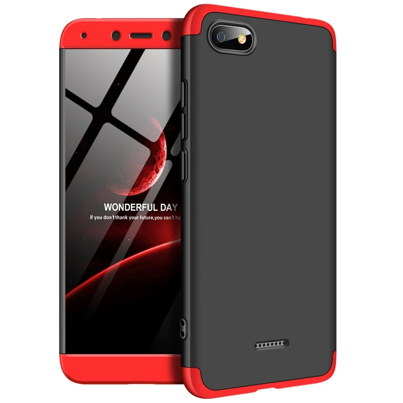 Чехол Xiao mi Red mi 6A, 360, полная защита, чехол для телефона, чехол для Xiao mi Red mi 6 Pro 6A Xio mi Red mi 6 mi A2 Lite, чехол 3 в 1 - Цвет: Black Red