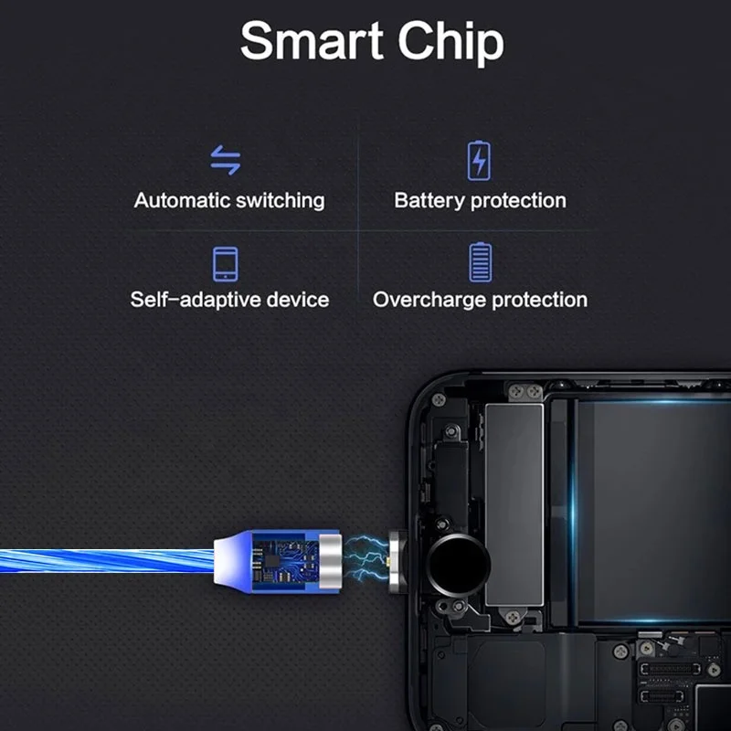 Магнитный светильник Smash для быстрой зарядки Micro USB и type-C для iPhone X XR 6 7 8 Plus и Android samsung S9