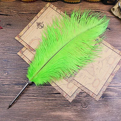 Penna A Sfera Con Piuma Di Struzzo Per Firma - Supporto In Metallo, Punta 0.5 Mm, Colori Bianco E Rosa, Per Matrimoni, Scuola, Compleanni - 4