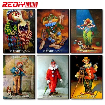 

REDIY LADIY Diamond Painting Cross Stitch Pattern Diamond Embroidery Clown Kiss Mosaic Pictures Full Resin Drill Home Decorative