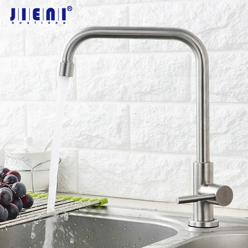 

Lead-free Swivel Nickel Brush Kitchen Faucet Deck Mount One Hole / Handle Rotated Basin Sink Cold Tap facuet