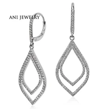 ANI 18 k Белое Золото Женские Висячие серьги 1 КТ Сертифицированный I/SI1 натуральный бриллиант Висячие Brincos блестящие Висячие свадебные серьги