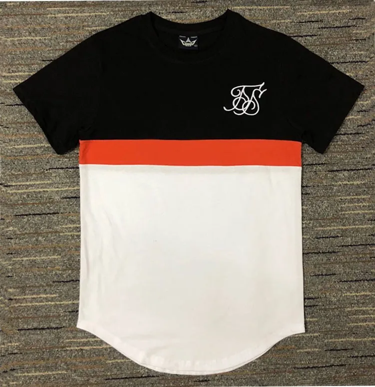 أزياء الصيف الربط التباين siksilk تي شيرت مطرز القطن غنيمة القمصان سكيت t قميص الصلبة الهيب هوب تي شيرت الرجال