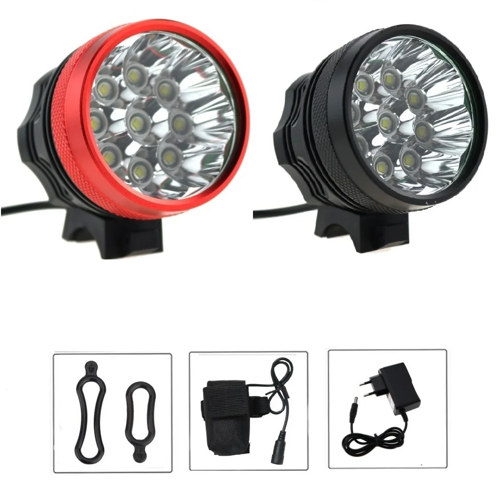 

3 Modes 9xCree XM-L T6 Front Bicycle Light 15000 Lumen 9T6 Bike Light + Rechargeable 6400mAh 18650 8.4V Battery Pack + Charger