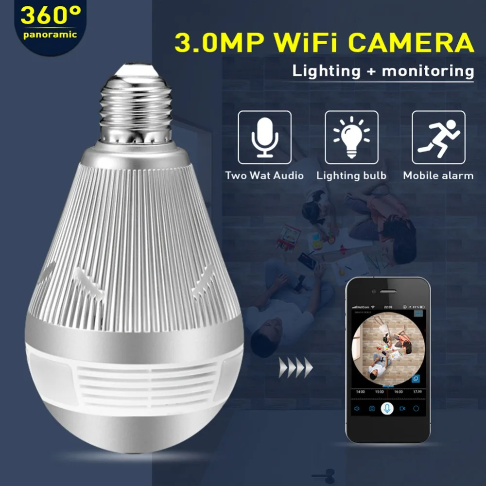 Hiseeu P11 лампочки Беспроводной WI-FI 960 P/3MP IP Камера 360 градусов панорамный FishEye CCTV VR веб-камера дома безопасности Видео Регистраторы