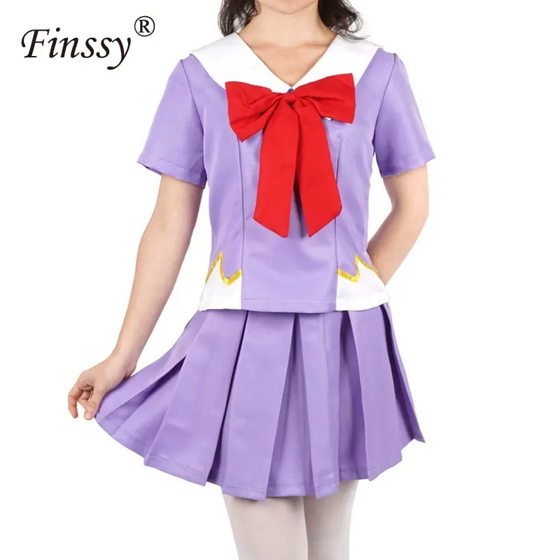 

Anime Mirai Nikki Gasai Yuno Lolita Sailor Cosplay Costume Loli Bow Short Skirt Wig Length 80cm