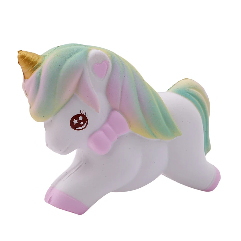 Новое милое кольцо Jumbo Rainbow Unicorn лошадь сжимает медленно поднимающиеся ремни Мягкий сжимающий хлеб с ароматом сливок торт подарок малыш забавная игрушка