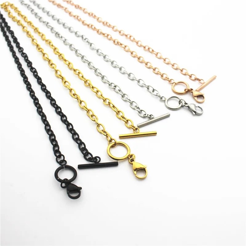 

Newest Mix 5pcs/lot 50cm Lobster Clasp Chain Stainless Steel Chains Necklace For Floating Locket Women Necklace Jewelry