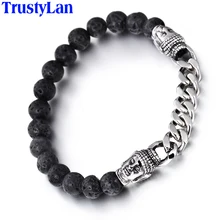 TrustyLan, AliExpress, вулканические камни, бусины, цепь, нержавеющая сталь, Будда, мужские браслеты,, модный религиозный мужской браслет, подарки