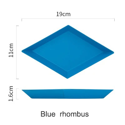 Скандинавские пластины из нержавеющей стали Геометрическая серия ромбовидный комбо лоток креативный металлический блюдо для завтрака - Цвет: blue rhombus