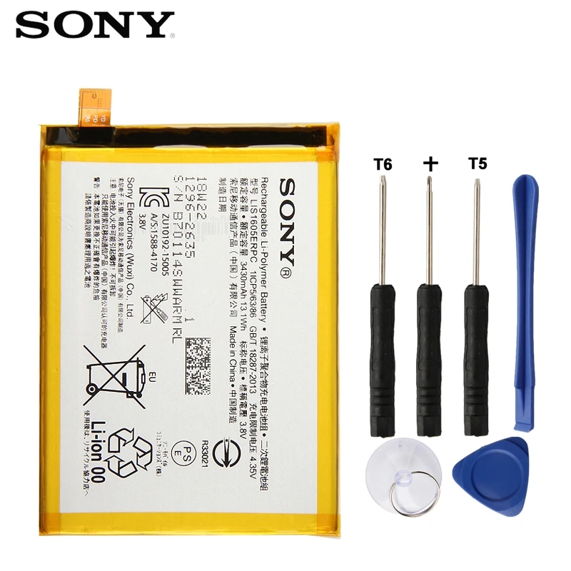 

Original SONY Battery For Sony Xperia Z5 Premium Z5P Dual E6853 E6883 LIS1605ERPC Genuine Replacement Phone Battery 3430mAh