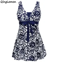 QingLemon, M-4XL размера плюс, Цельный купальник, юбка,, пуш-ап, одежда для плавания, женское платье, купальник, большой размер, женский купальник