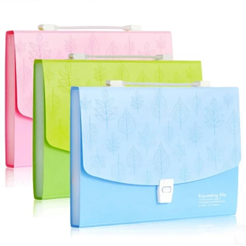 

Free Shipping 13 Layers Document Bag File Folder Expanding Wallet Blue/Green/Pink Color Office Home School Filing Products