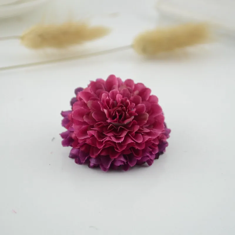 3 шт. дешевая шелковая гвоздика, искусственные цветы для дома, искусственные ромашки, свадебный букет, аксессуары для запястья, свадебные украшения автомобиля - Цвет: Deep purple