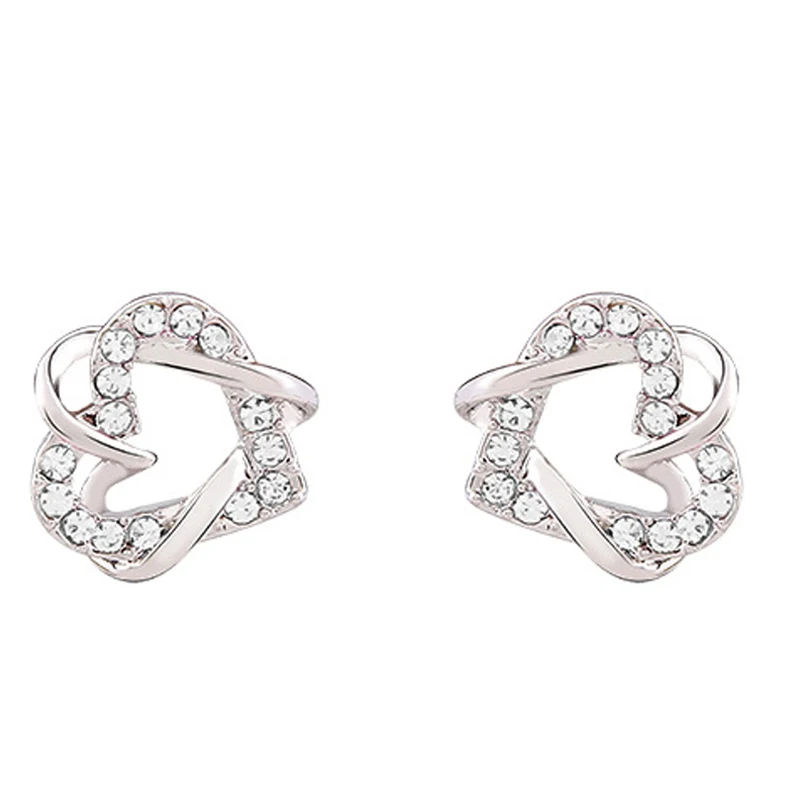 Женские серьги гвоздики в виде сердца с кристаллами|fashion stud earrings|stud earringsrhinestone