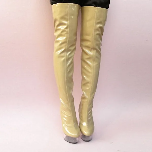 Пикантные ботфорты на ультра-15 см модные высокие сапоги из мягкой искусственной кожи пикантные женские высокие сапоги