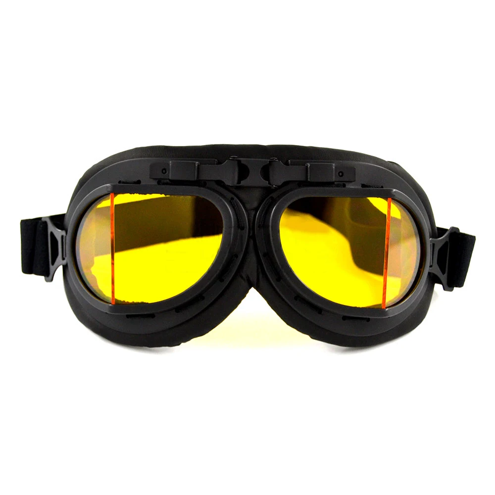 BJMOTO Ретро Винтаж Пилот очки мотоцикл крейсер очки скутер байкер Мотокросс очки для Harley - Цвет: Yellow Goggle