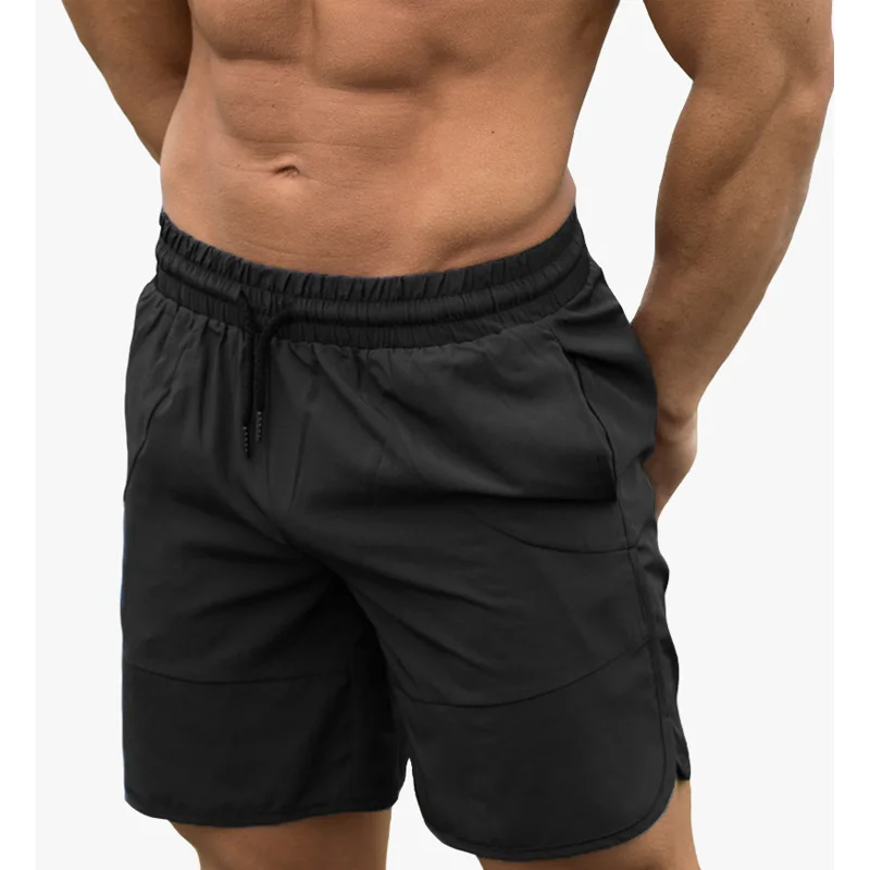 Летние новые мужские спортивные повседневные шорты в Корейском стиле однотонные быстросохнущие мужские шорты для бега с логотипом на заказ - Цвет: Черный
