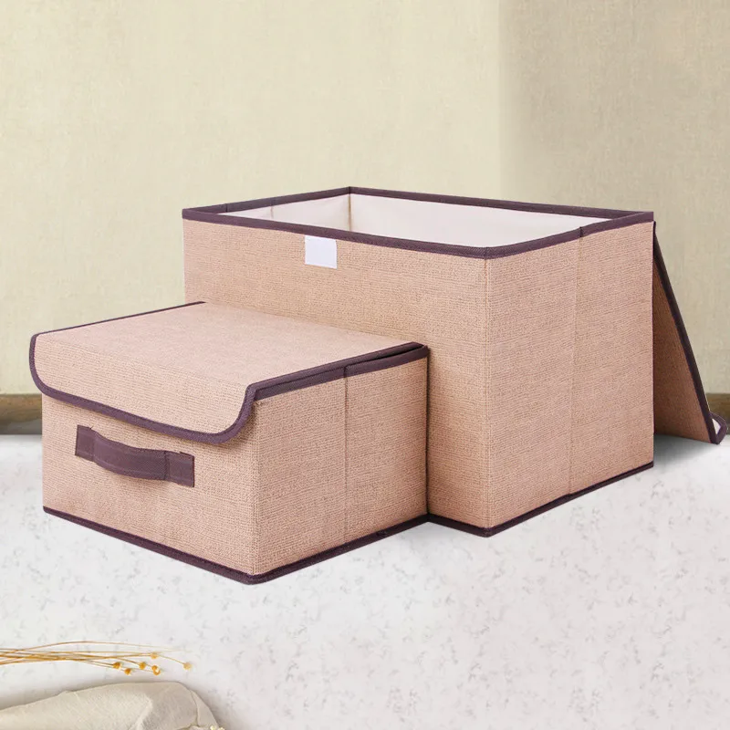 Seluna 2 шт. в комплекте, из ткани, коробка для хранения Портативный Складная для хранения одежды ящики-органайзеры нижнее белье бюстгальтер тканевой мешочек для упаковки Коробки с крышкой - Цвет: Brown