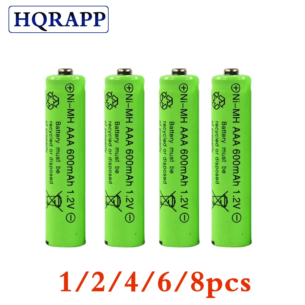 

1/2/4/6/8pcs New AAA 600mAh NI-MH 1.2V Rechargeable Battery AAA Battery 3A 7# rechargeable battery NI-MH battery for camera,toys