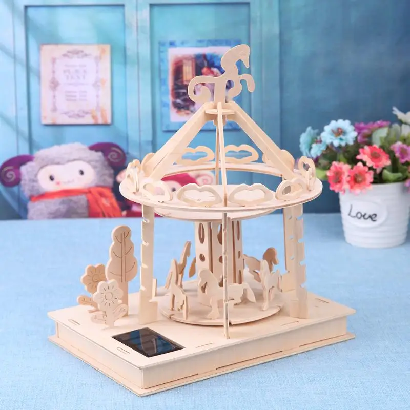 2018 Wooden Solar Energy Powered DIY Wooden Jigsaw Solar Playground