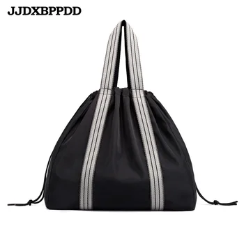 

JJDXBPPDD Women nylon waterproof Handbags String Bucket Shoulder Bags Ladies Travel Large Capacity Shopping Bag Bolsa Casual