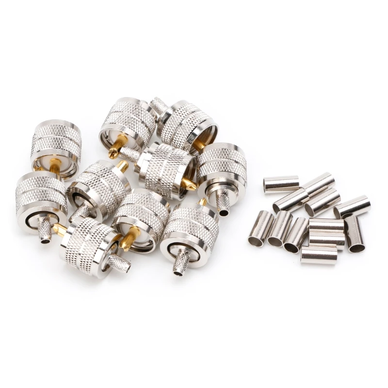 

10PCS UHF Male PL259 Plug Crimp RG58/142 LMR195 RG400 Screwed Coupling Connector