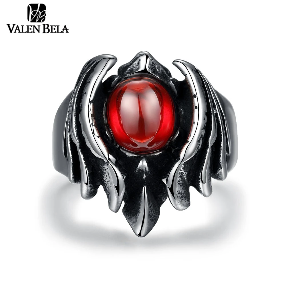 Valen Bela Jewelry Для мужчин ретро преувеличены красный камень кольцо 316L