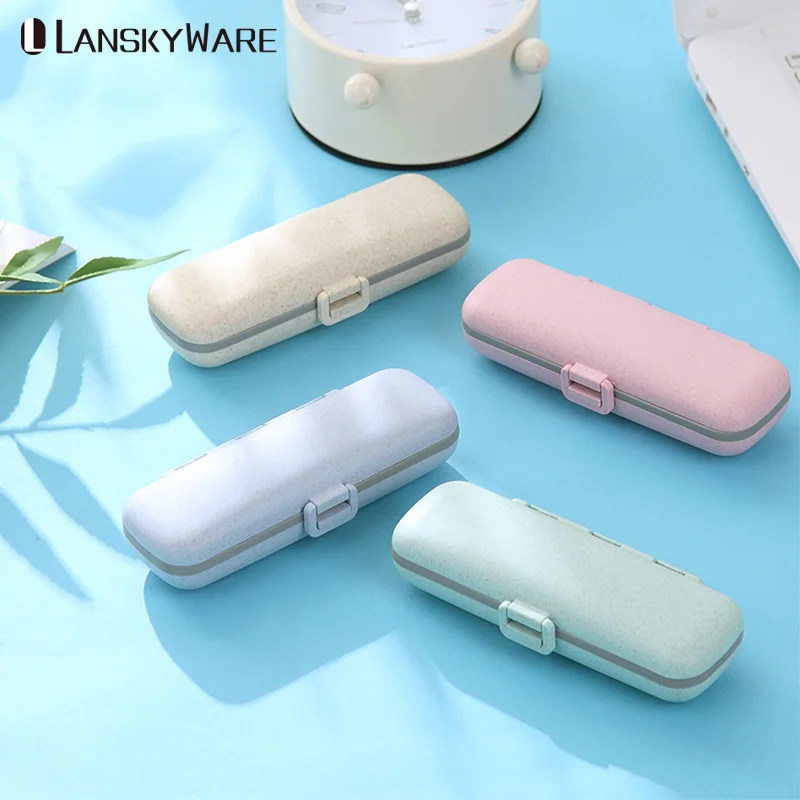 

LANSKYWARE Portable Medicine Pill Box For Travel Kitchen Storage Container Wheat Straw Pill Medicine Organizer With Compartments