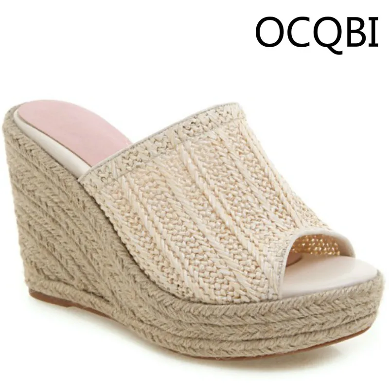 

Womens Summer Wedge Slippers Sandals Shoes Everyday Street Comfortable Lady Sandals Footwear Beige Black Wedges Slippers