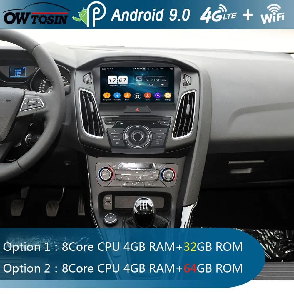 Top 9" IPS 1920*1080 8 Core 4G+64G Android 9.0 Car DVD Player For Ford Focus 2012 2013 2014 2015 2016 2017 DSP Radio GPS Parrot BT 1