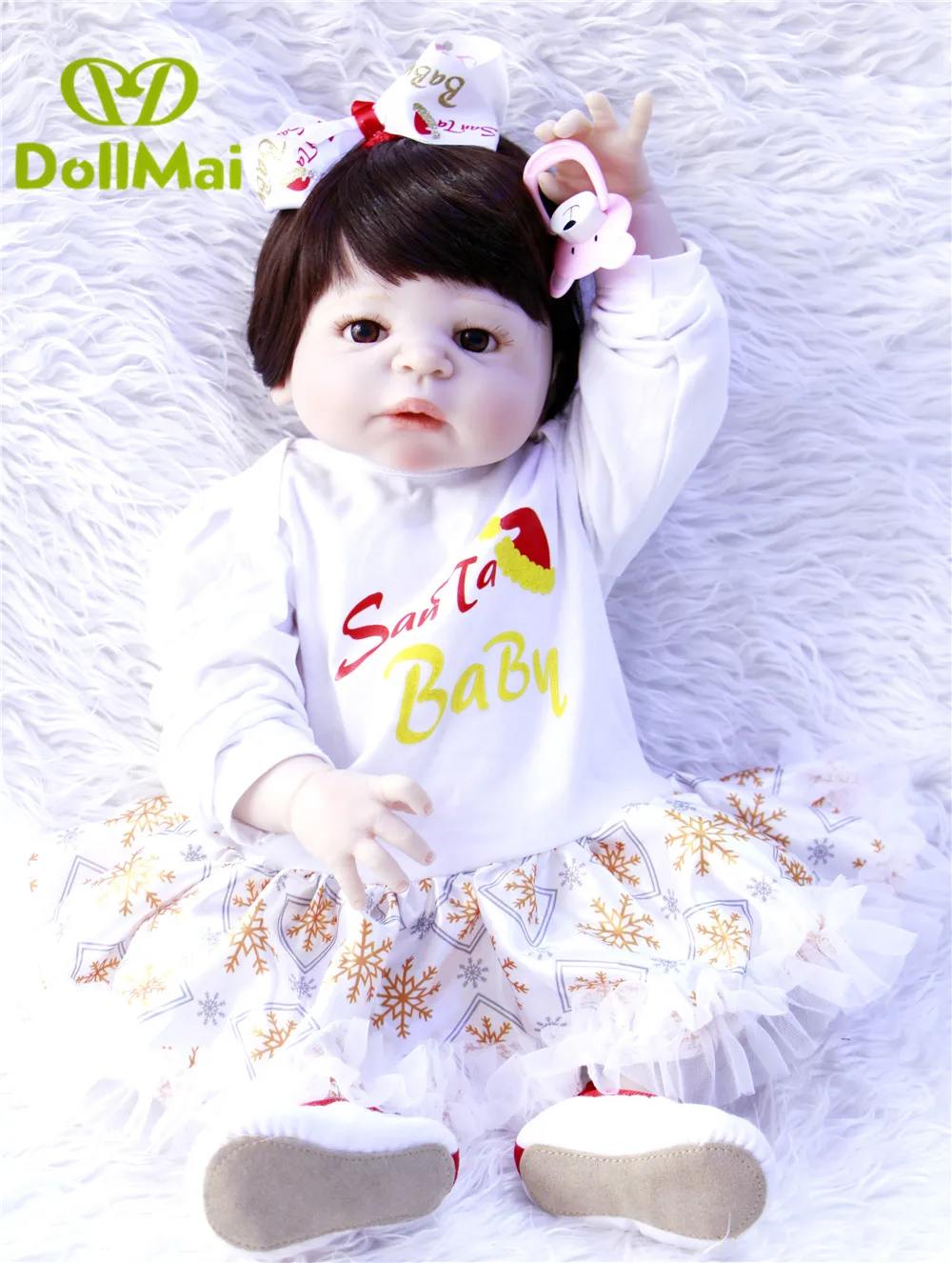 

57cm Reborn Baby Doll Silicone lifelike 23'' Newborn stylish collectible menina princess children birthday vivid Christmas gift