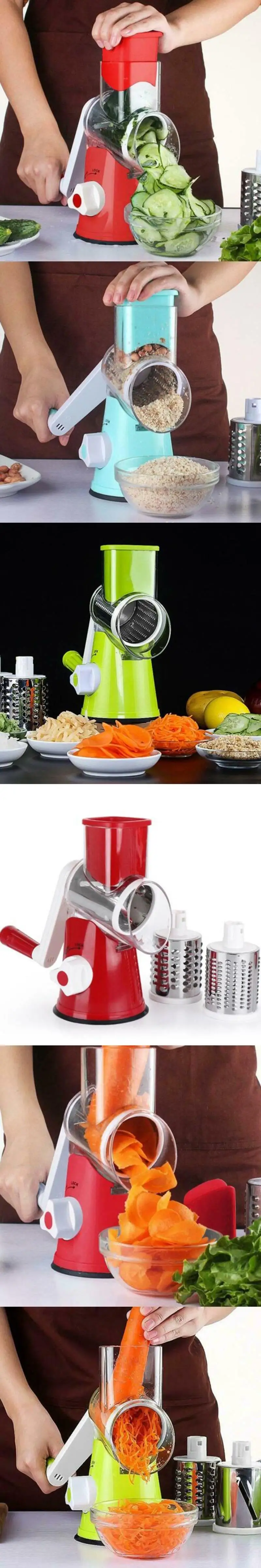 Rotary Hand Grater Vegetable Slicer with Multifunction Fine Shredding Blade Grater for Kitchen Cooking Curly Fries Salads Pasta