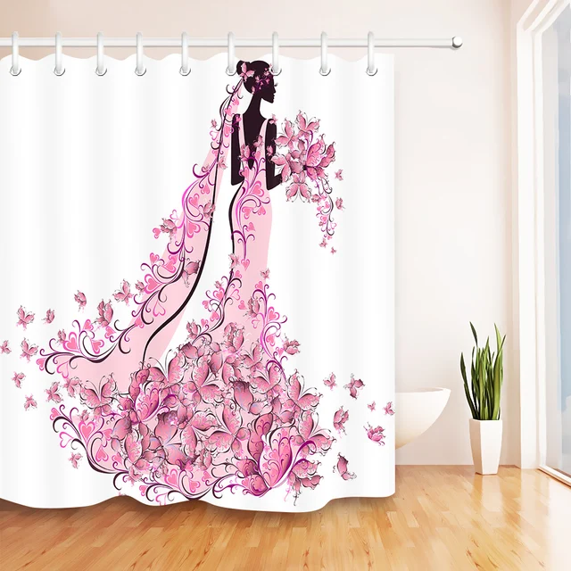 Lb Afro African American White Shower Curtains With Mat Set Lb Afro African American White Shower Curtains With Mat Set Pink Flower Erfly Bathroom Curtain