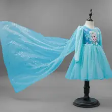 Новинка платье с Анной и Эльзой праздничный наряд принцессы для детей карнавальное платье снежной королевы с длинным рукавом для маленьких девочек cape vestido infantil sylvia