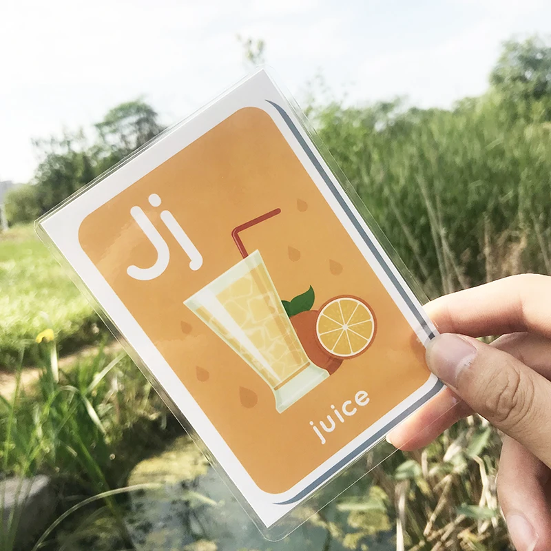 

26 Letter English Word Card Flash Alphabet Card Learning Early Educational Kindergarten Toy For Kids Children Pocket Card Gifts