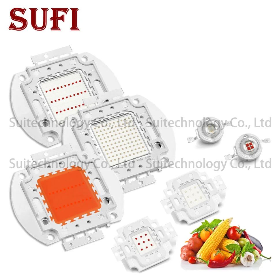 

High Power LED Chip Full Spectrum Grow Light Lamp 1W 3W 5W 10W 20W 30W 50W 100W Royal Blue Deep Red For Indoor Plant fruit Grow