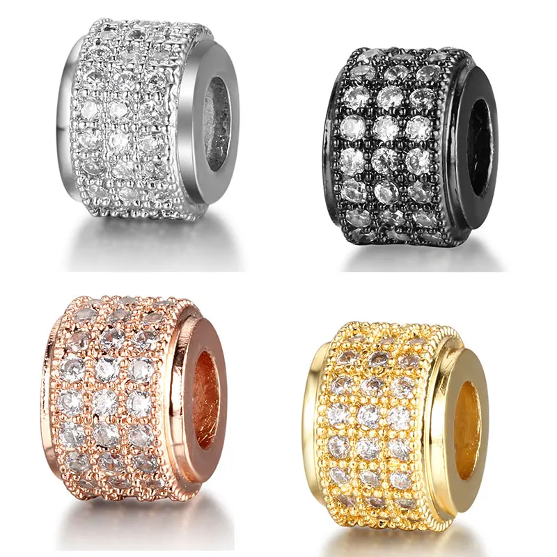 

Fashion CZ Basic Spacer zircon Beads Micro Pave Cubic Zirconia DIY Metal Copper Spacer Beads For Men Beaded Bracelets Making