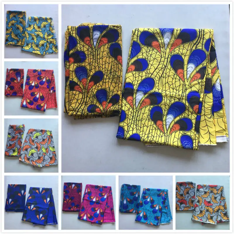 

High Quality Printed Satin Fabric 6 Yards/set New Fashion African Wax Pattern Design Chiffon With Satin Silk Fabric For Dress 30