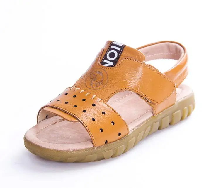 Новые летние детские сандалии детская одежда из натуральной кожи обувь для мальчиков сандалии Большие/маленькие дети пляжные сандалии повседневные кроссовки - Цвет: Цвет: желтый