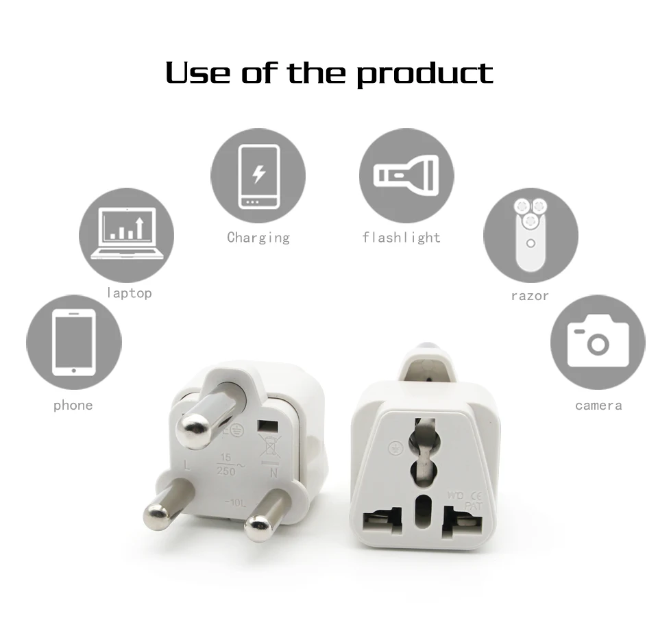 1 PC Hot Sale Universal UKUSEUAU to South Africa 3 pin Travel Power Adapter Plug 15A 250V Electronic Device Charging (10)