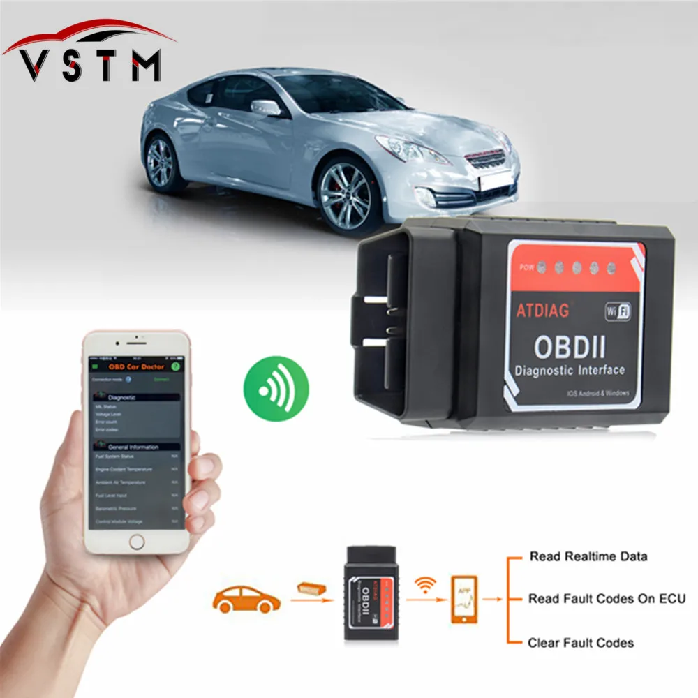 Универсальный OBD2 wifi ELM327 V 1,5 сканер для iPhone IOS Android автоматический OBDII диагностический инструмент OBD 2 ELM 327 V1.5 Wi-Fi ODB2