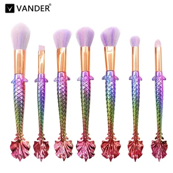 

Vander 7Pcs Mermaid Makeup Brushes Set Eyeshadow Blending Brush Powder Foundation Eyebrow Lip Eyeliner Cosmetic pincel maquiagem