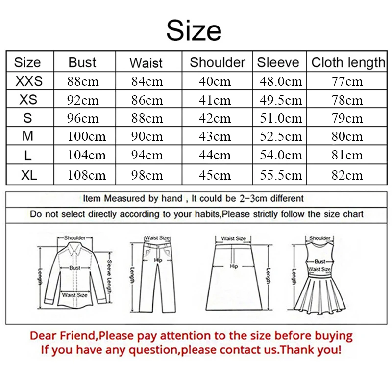 size xxs-xl