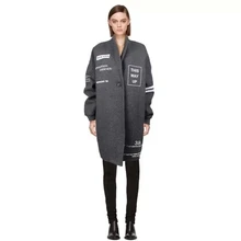 New Fall And Winter Women’s Woolen Coat Fashion Wild Casual Long-Sleeved Letter Printed Wool Coat Loose Long Section FemaleC521
